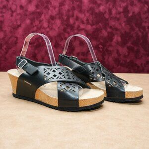 Mephisto Women Lea Wedge Lasercut Leather Wedge Sandals size 11.5US EUR42